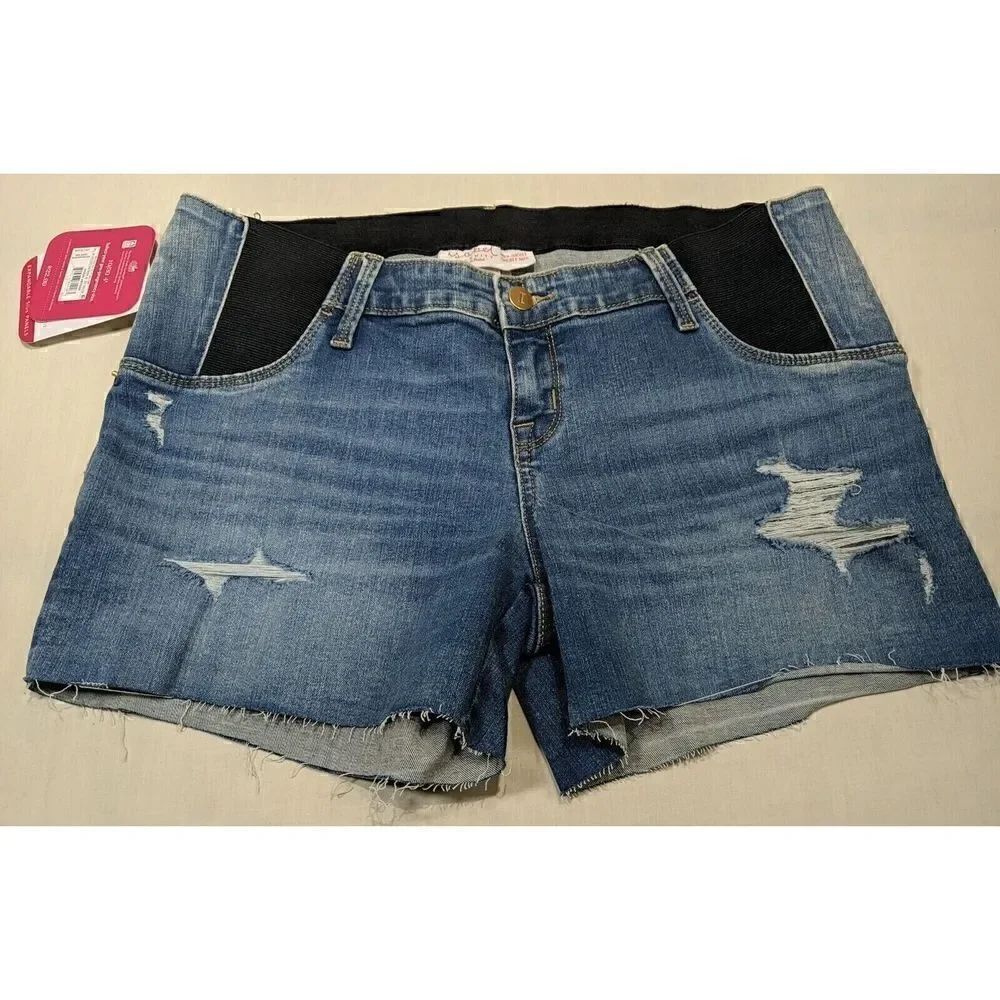 ISABEL MATERNITY Women's Maternity Distressed Blue Jean Shorts Size 6